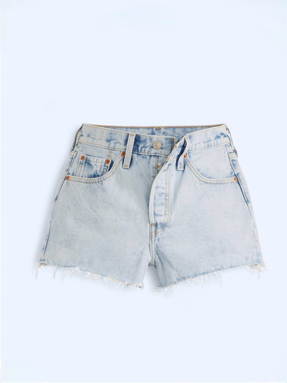 Levi’s 501 Original Fit High-Rise Denim Shorts Fray Hem Button Fly